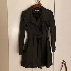 New York & Company Grey Wool Peacoat with Belt